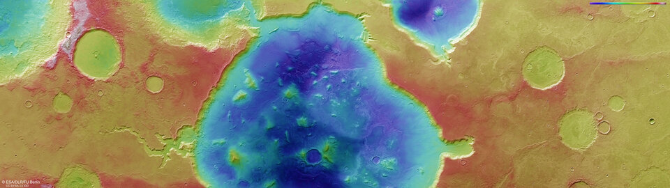 Phát hiện hố thiên thạch cổ đại trên sao Hỏa 1 Topography of Deuteronilus Cavus on Mars article gamen.vn