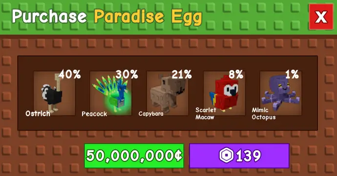 Hướng dẫn Grow A Garden: Trứng Paradise Egg và Mimic Octopus 2 gamen.vn Grow a Garden Paradise Egg 1