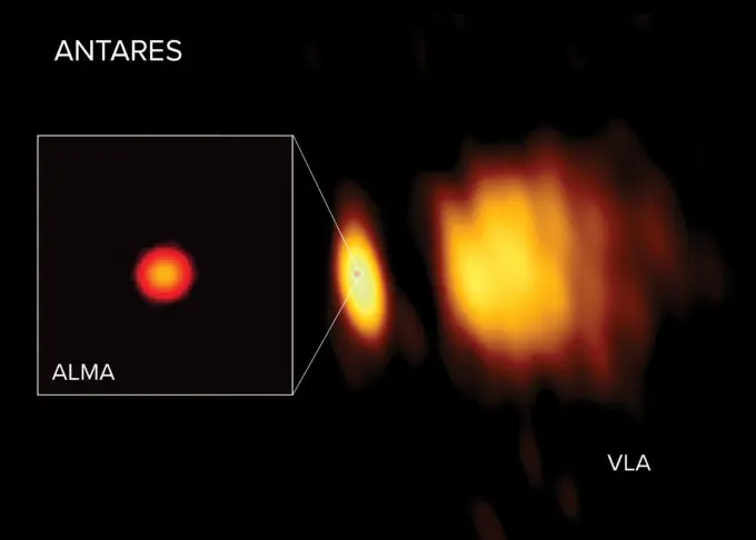 Mặt trăng sáng cùng sao đỏ Antares: Cuộc hội ngộ kỳ thú trên bầu trời đêm 9/6 1 nrao20in06 Antares VLA ALMAdata 052020 680x486 1
